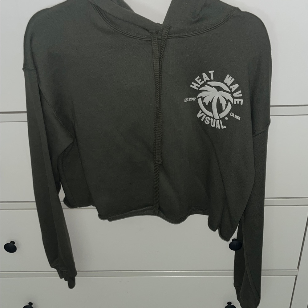 Dark Green Cropped Hoodie